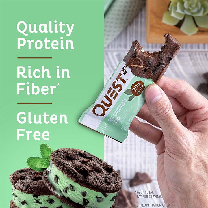 Quest Nutrition Mint & Chocolate Chunk Flavoured Protein Bar 60g, Pack of 12's - Easy Pharmacy LLC