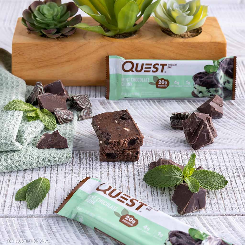 Quest Nutrition Mint & Chocolate Chunk Flavoured Protein Bar 60g, Pack of 12's - Easy Pharmacy LLC