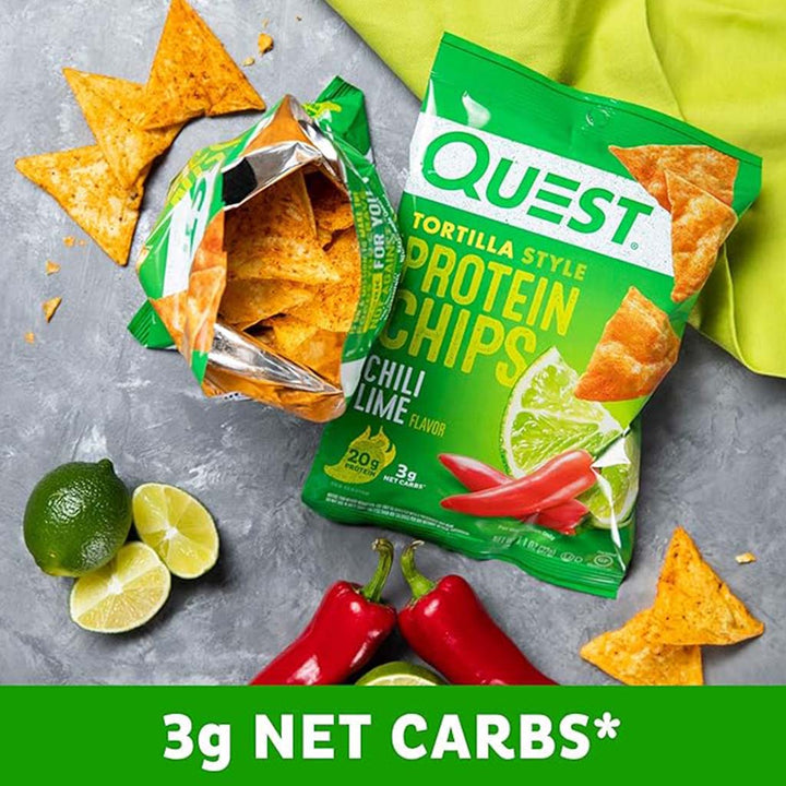 Quest Nutrition Tortilla Style Protein Chips 32g With Chili & Lime Flavor, Pack of 8’s - Easy Pharmacy LLC
