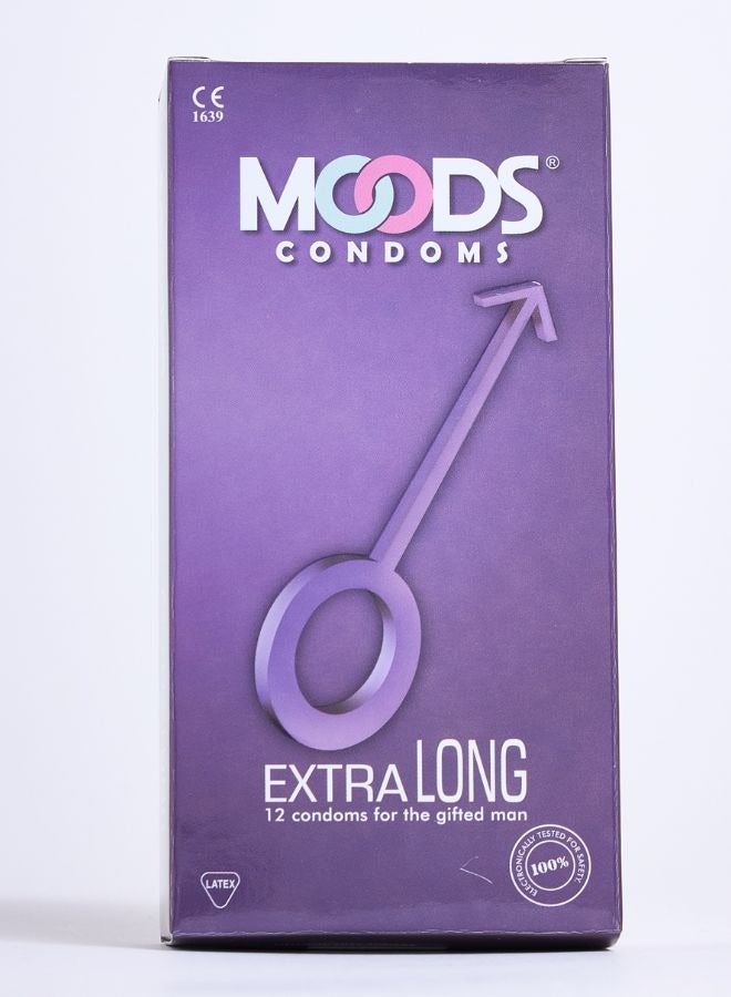 Moods Extra Long Condoms Secure Fit 12 Count