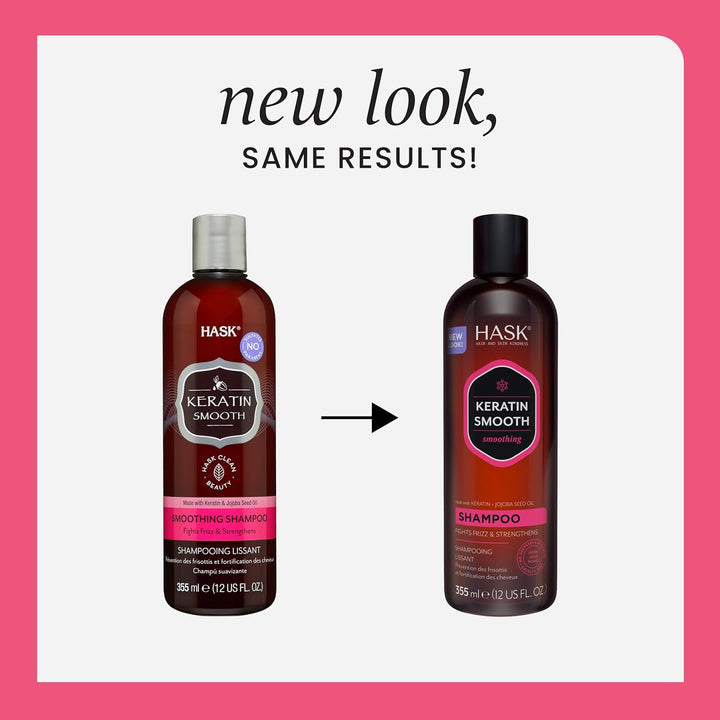 HASK Keratin Protein Smoothing Shampoo & Conditioner Set – Sulfate-Free, Paraben-Free, Color-Safe Hair Care set