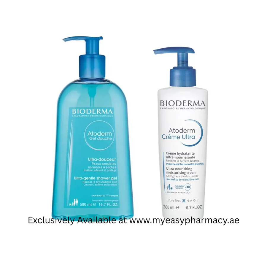 Bioderma Atoderm Shower Gel Soap Free 500 ml and Atoderm Ultra Cream 200 ml