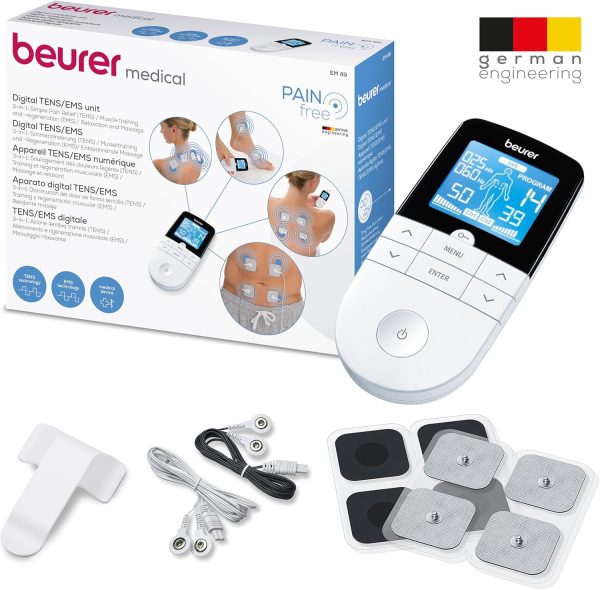 Beurer EM49 Digital Tens Ems Unit With Massage Function For Pain Relief And Muscle Stimulation