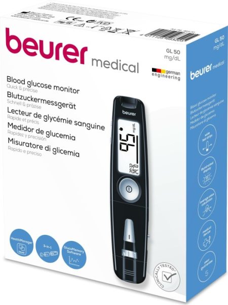 Beurer GL50 3-In-1 Blood Glucose Monitoring System With USB And Lancing Device For Home Health