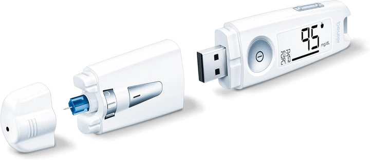 Beurer GL50 3 In 1 Blood Glucose Monitor With Usb Lancing Device For At Home Use And Data Transfer