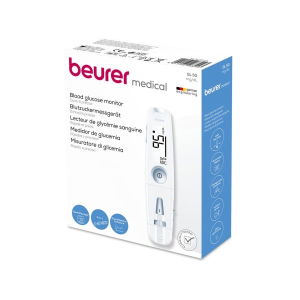 Beurer GL50 3 In 1 Blood Glucose Monitor With Usb Lancing Device For At Home Use And Data Transfer