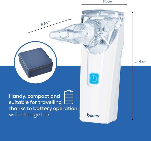 Beurer IH 55 Nebulizer with vibrating membrane technology, portable and quiet, self-cleaning function, inhaler for the treatment of respiratory tract diseases