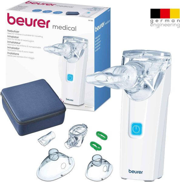 Beurer IH 55 Nebulizer with vibrating membrane technology, portable and quiet, self-cleaning function, inhaler for the treatment of respiratory tract diseases