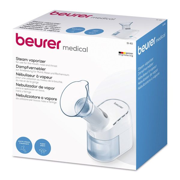 Beurer SI40 Steam Inhaler | Soothing steam Treatment for The Upper Airways | Nebulisation of Saline Solutions and Essential Oils | Inhalation Therapy for Effective Relief from coughs and Congestion