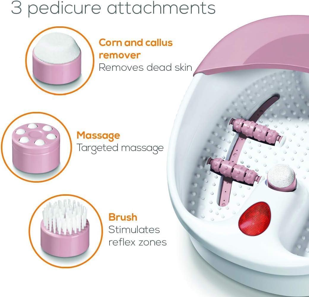 Beurer Foot Bubble Spa FB20 Bubble Massage Foot Bath With Heat Function And Infrared Light Pedicure Application