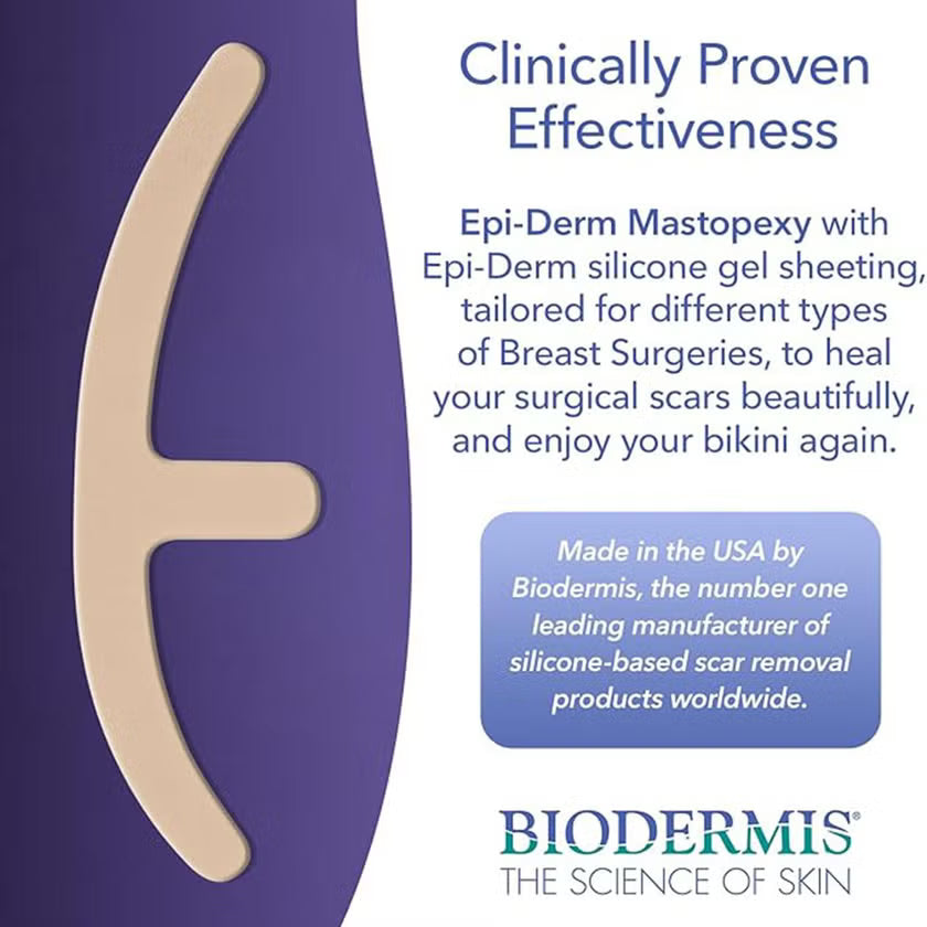 Biodermis EpiDerm Mastopexy Natural Silicone Gel Sheet 32 By 9.6 Cm 1 Pair