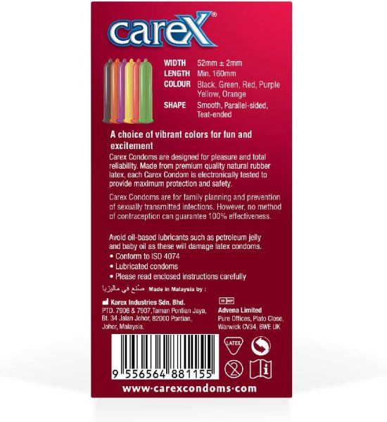 Carex Colours Condoms 12 Count