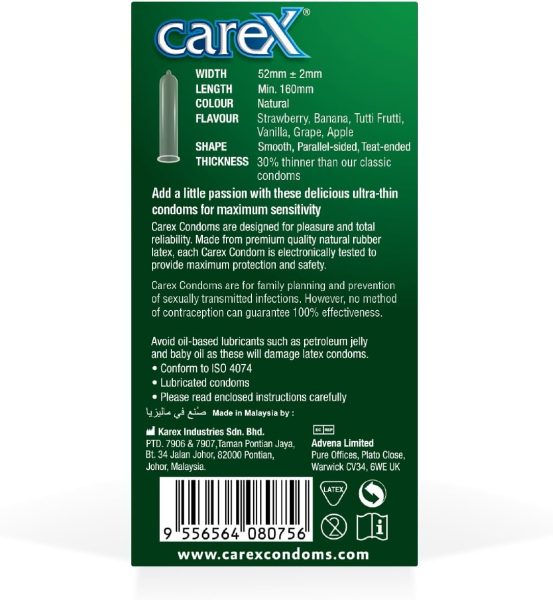 Carex Zero Thin Flavoured Condoms 12 Count