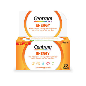 Centrum Energy Adult Multivitamin Dietary Supplement With Ginseng And Ginkgo For Active Lifestyles, Pack Of 30 Tablets