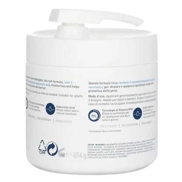 CeraVe Moisturising Cream With Pump For Dry Skin Hyaluronic Acid 454 g