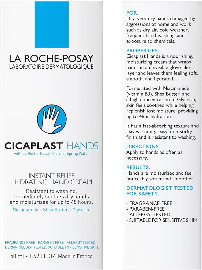 La Roche-Posay Cicaplast Hand Moisturiser Non-Greasy For Damaged Hands 50ml
