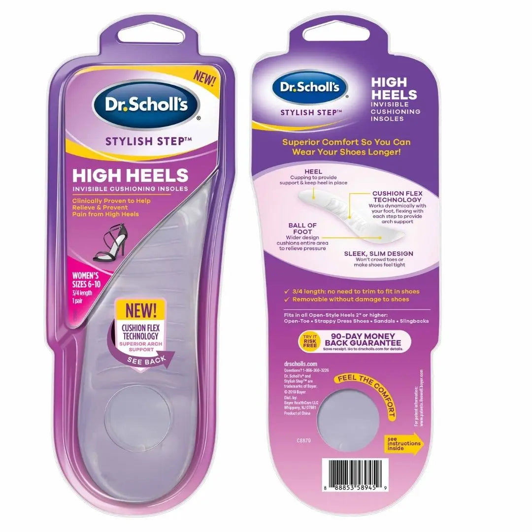 Dr. Scholl’s Invisible Cushioning Insoles for High Heels – All-Day Comfort & Shoe Protection (Women’s 6-10, 1 Pair)
