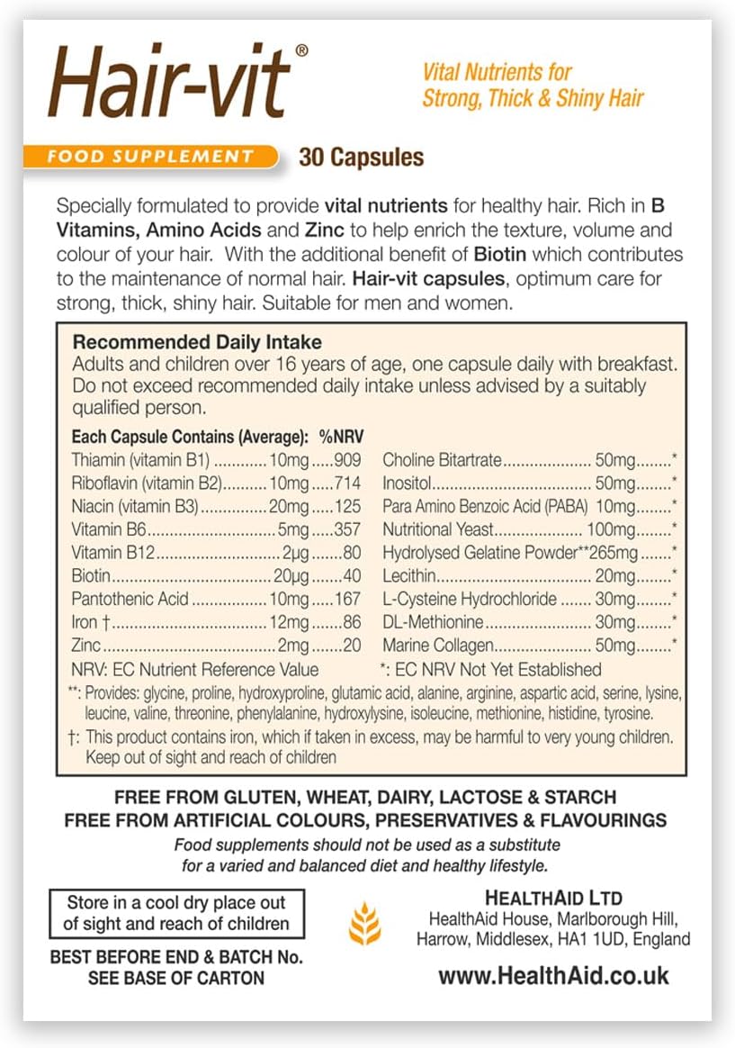HealthAid HairVit – 30 Capsules