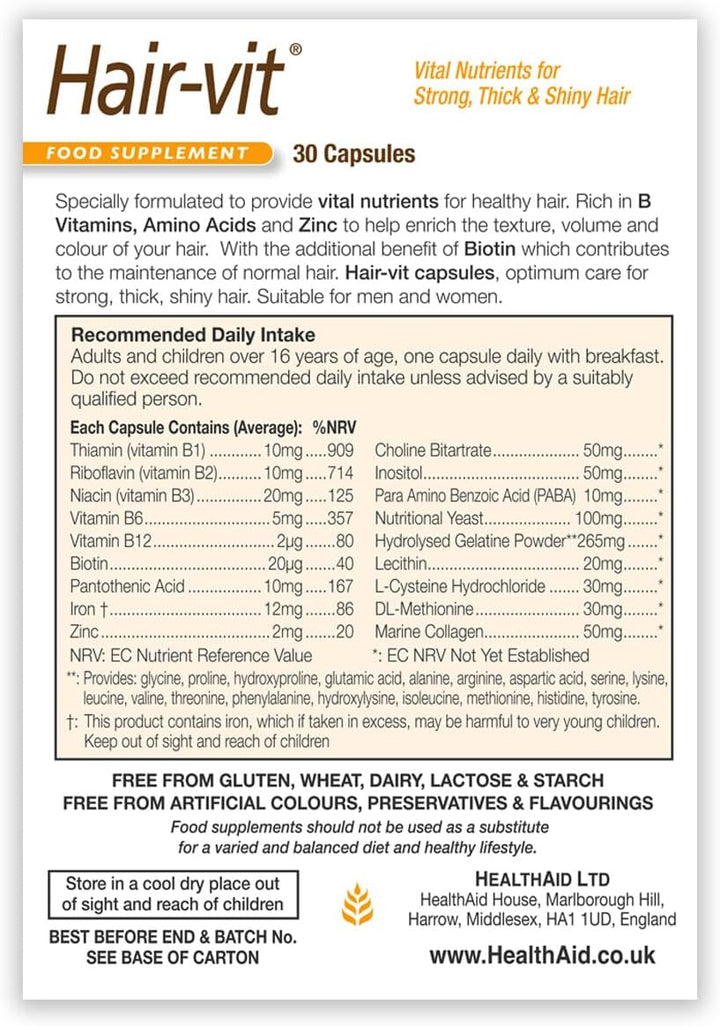 HealthAid HairVit – 30 Capsules