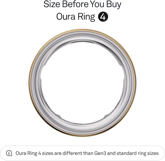 Oura Ring 4 – Smart Ring & Sleep Tracking Wearable with Sizing Kit | Heart Rate & Fitness Tracker | Up to 8 Days Battery Life Gold