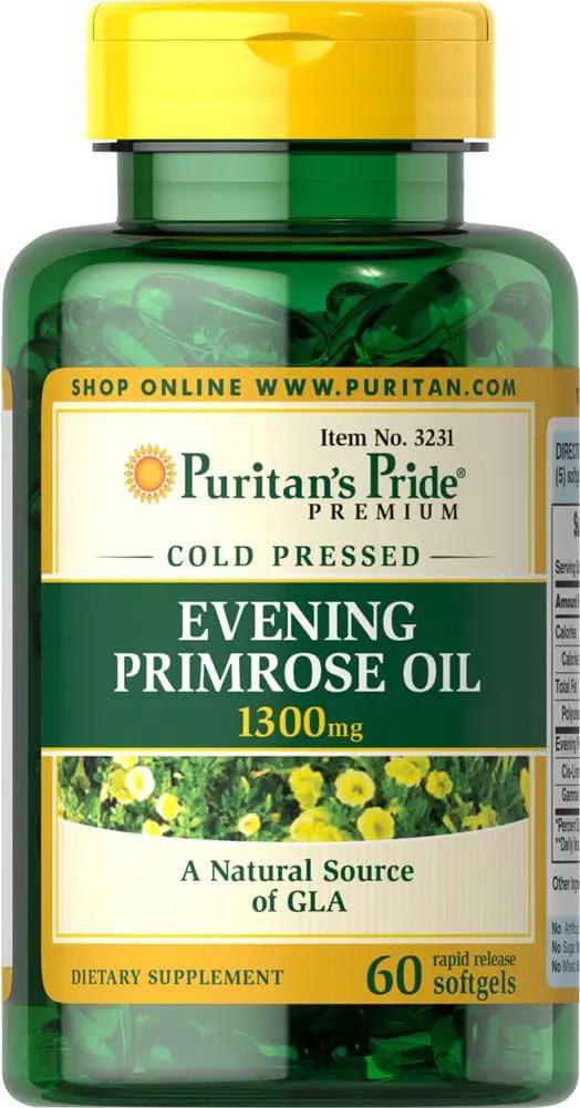 Puritan’s Pride Evening Primrose Oil 1300 mg with GLA – 60 Softgels
