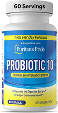 Puritan’s Pride Probiotic 10 – 20 Billion Active Cultures, 60 Capsules