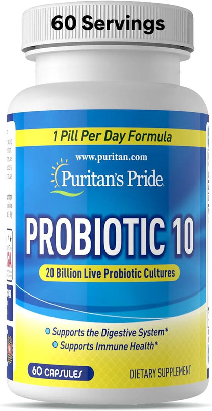 Puritan’s Pride Probiotic 10 – 20 Billion Active Cultures, 60 Capsules