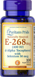 Puritan’s Pride Vitamin E 400 IU + Selenium – 100 Softgels