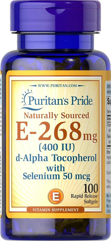 Puritan’s Pride Vitamin E 400 IU + Selenium – 100 Softgels