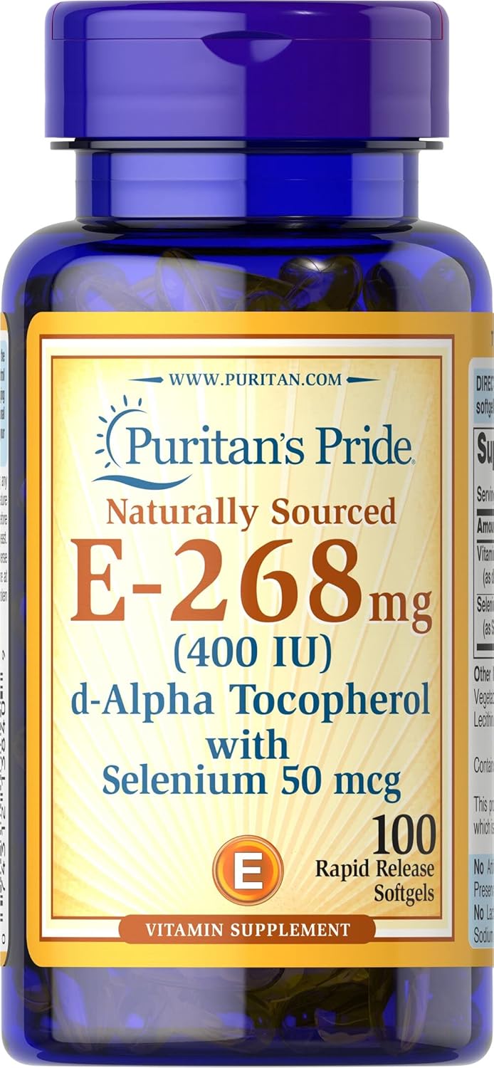 Puritan’s Pride Vitamin E 400 IU + Selenium – 100 Softgels