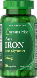 Puritan’s Pride Easy Iron 28 mg (Iron Glycinate) – 90 Capsules