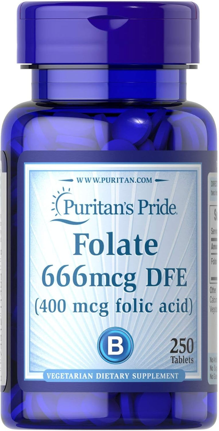 Puritan’s Pride Folic Acid 400 mcg (Folate) – 250 Tablets