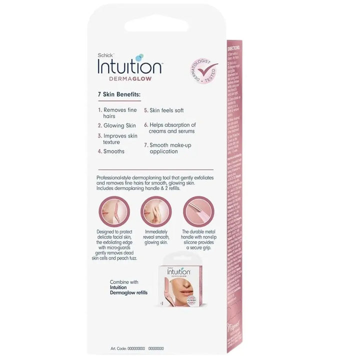 Schick Intuition Derma Glow Facial Razor Kit Moisturizing Solid 3 Cartridges