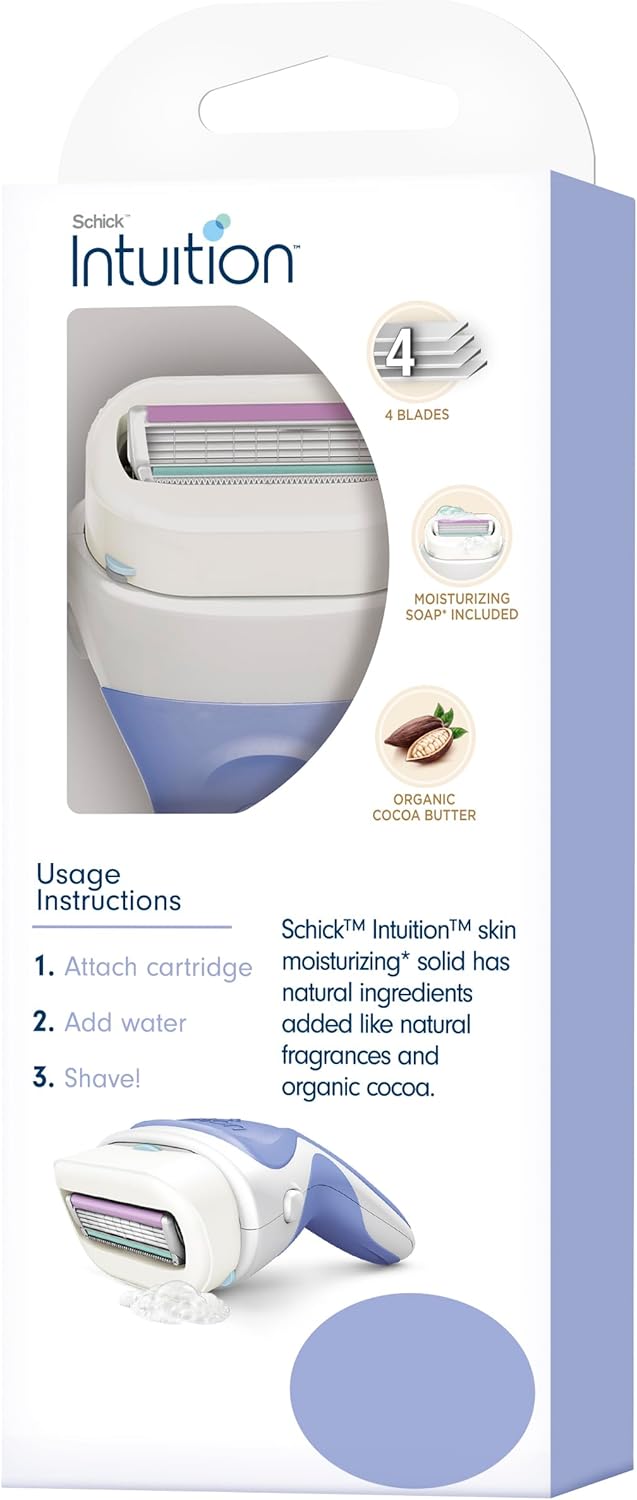 Schick Intuition Razor Kit for Women 1 Handle 2 Refills Moisturizing Cartridges