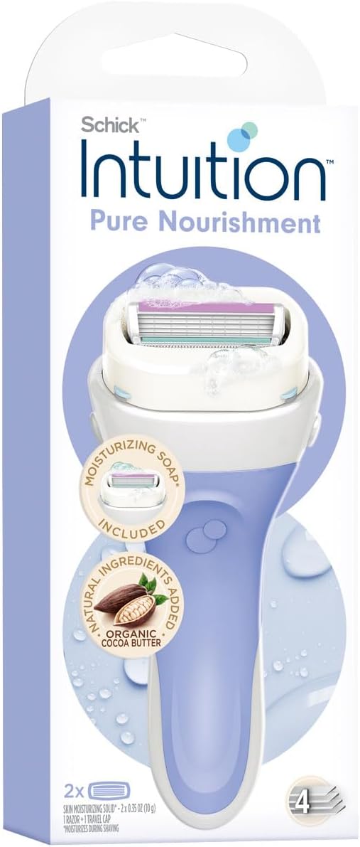 Schick Intuition Razor Kit for Women 1 Handle 2 Refills Moisturizing Cartridges