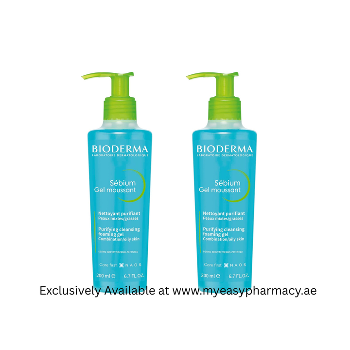 Bioderma Sebium Purifying Cleansing Foaming Gel - Combination to Oily Skin, 200ml Combo Pack