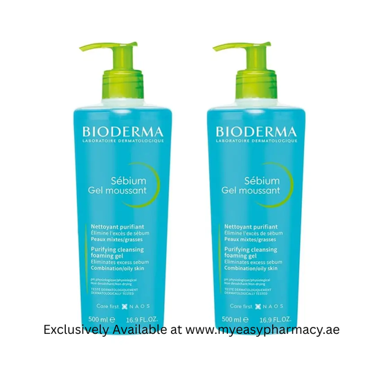 Bioderma Sebium Purifying Cleansing Foaming Gel - Combination to Oily Skin, 500ml | Combo Pack