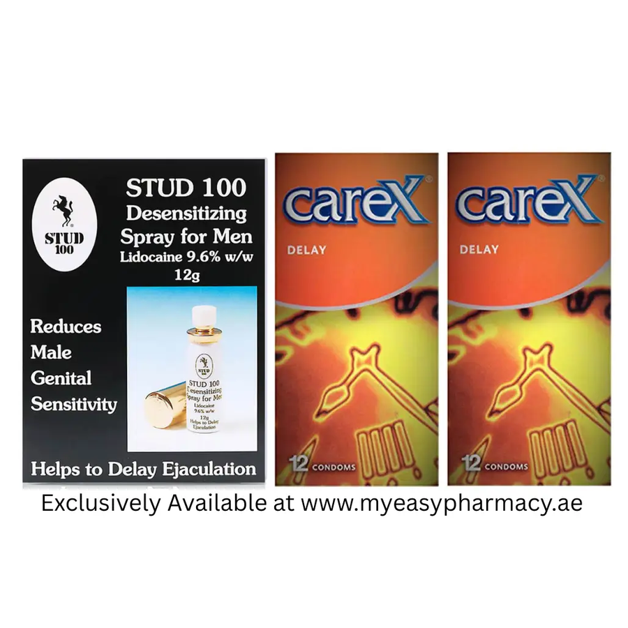 Stud 100 Men’s Delay Spray & Carex Delay 2 Pack Combo