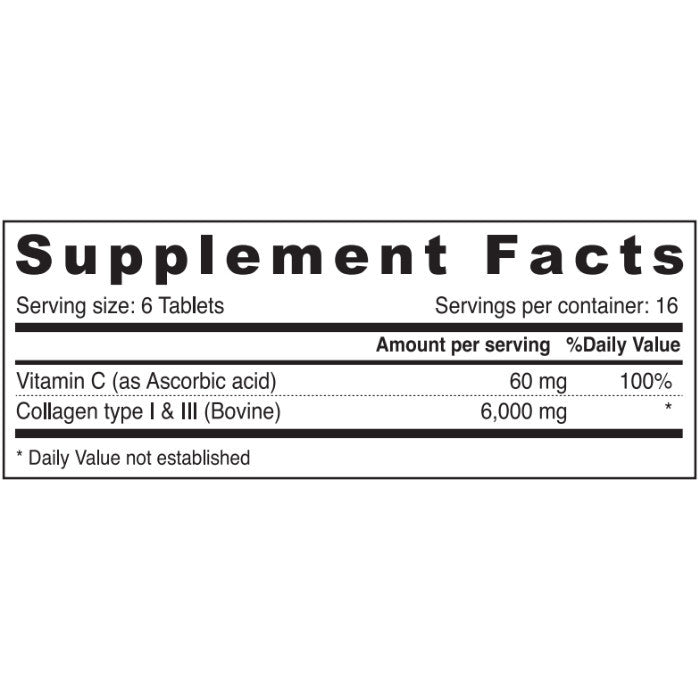 Sunshine Nutrition Advanced Collagen + Vitamin C – Type I & III Hydrolyzed Collagen Tablets (100 Count)