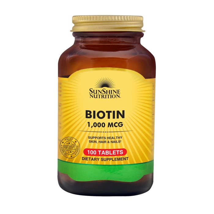 Sunshine Nutrition Biotin 1000 mcg – 100 Tablets
