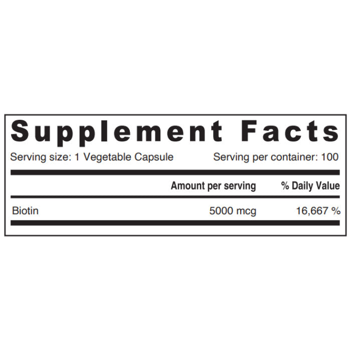Sunshine Nutrition Biotin 5000 mcg – High Strength Formula, 100 Capsules