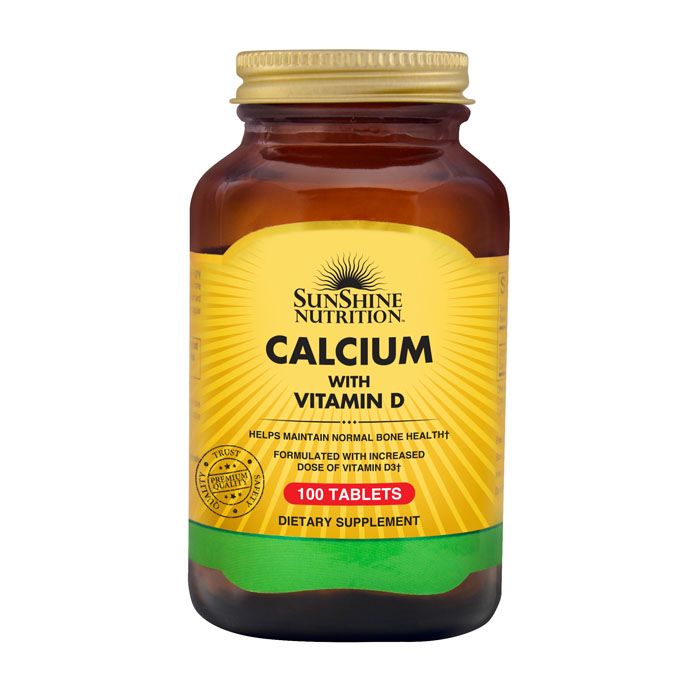 Sunshine Nutrition Calcium with Vitamin D3 100 Tablets – Daily Bone Strength & Wellness Support Supplement