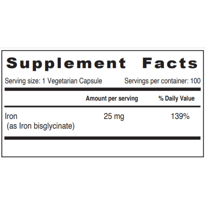 Sunshine Nutrition Iron 25 mg – 100 Capsules