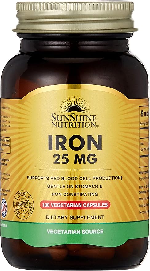 Sunshine Nutrition Iron 25 mg – 100 Capsules