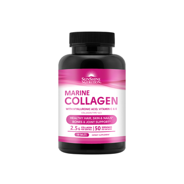 Sunshine Nutrition Marine Collagen with Hyaluronic Acid, Vitamin C & E – 100 Tablets