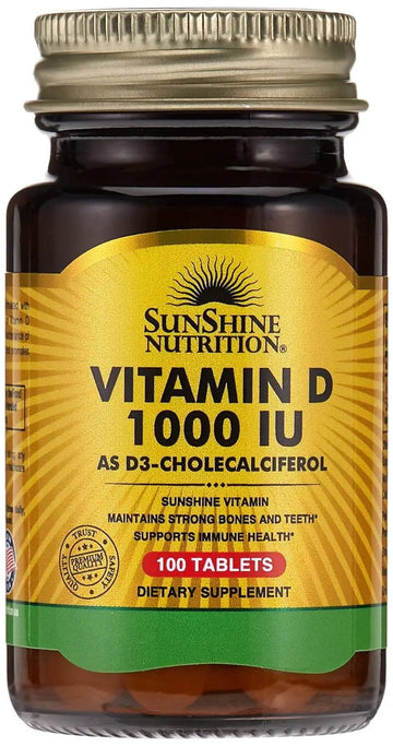 Sunshine Nutrition Vitamin D 1000 IU with D3 (Cholecalciferol) – 100 Tablets