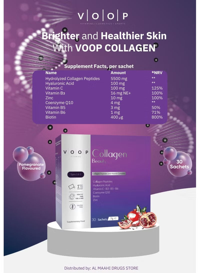 Collagen Beauty Multivitamin Drink – Glow from Within for Radiant Skin, Strong Hair & Healthy Nails 30 Sachets