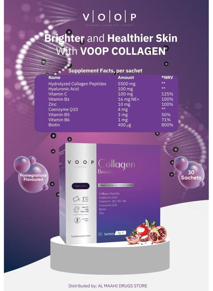 Collagen Beauty Multivitamin Drink – Glow from Within for Radiant Skin, Strong Hair & Healthy Nails 30 Sachets