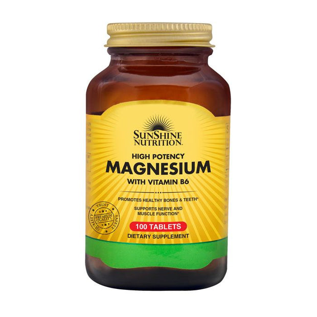 Sunshine Nutrition High Potency Magnesium with Vitamin B6 – 100 Tablets
